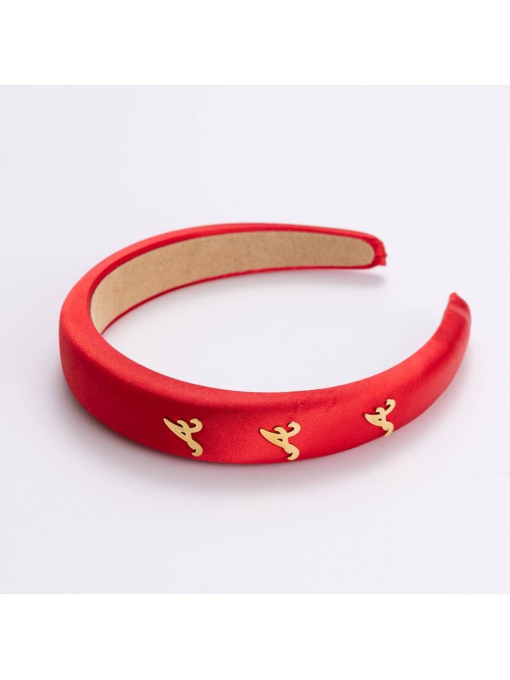 *Brand New* Luv Aj Red Satin Headband with Gold Logo Accents-Atlanta Braves